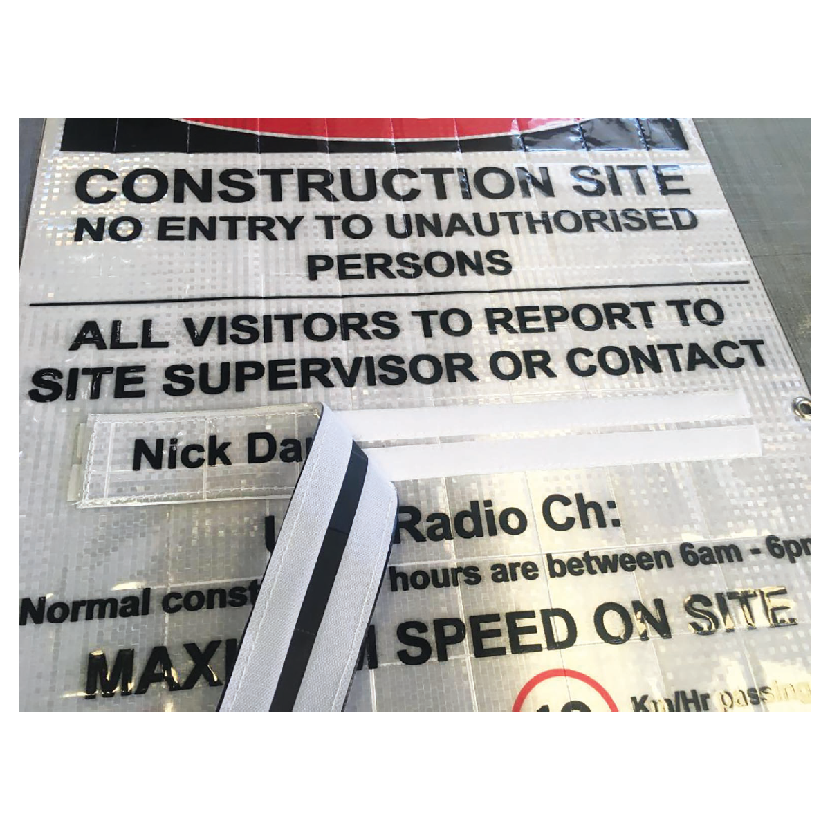 Custom Reflective Construction Site Entry & Compliance System CSEB1000 | Modular Site Entry Safety Banner