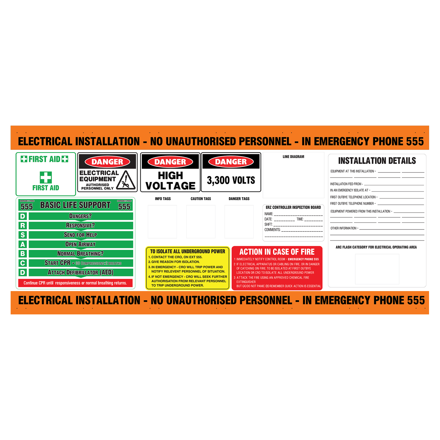 3,300 HIGH VOLTAGE ELECTRICAL ROLL-UP DCB BANNER (3 METRE)