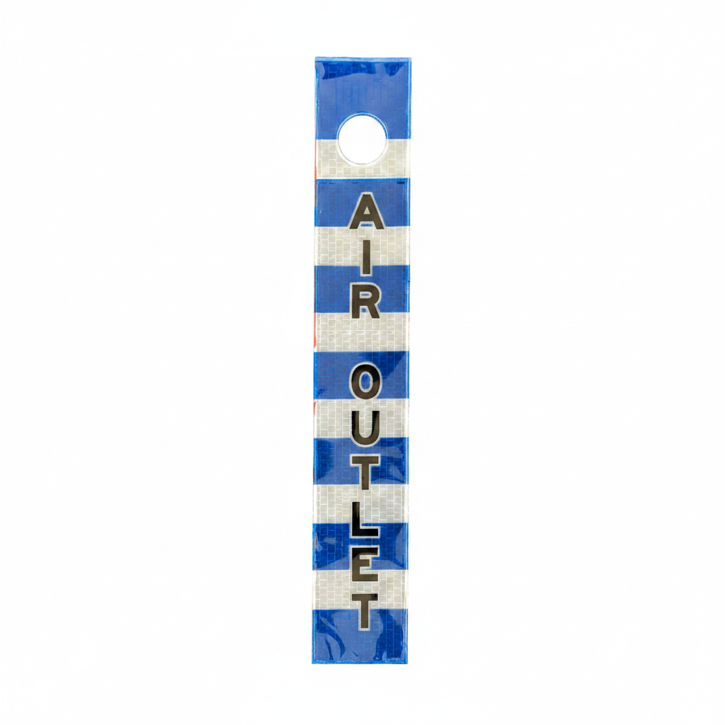 Air Outlet – Printed Reflective Dropper Marker / Ceiling Suspended Pipeline Safety Tag - 50mm x 500mm