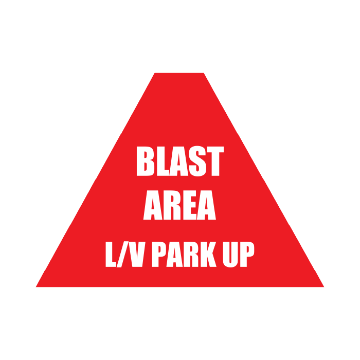 Tri Stand Markers Roll-Up Sign System – Blast Area L/V Park Up – Three-Sided Reflective Safety Sign for Roadwork, Mining & Underground Applications