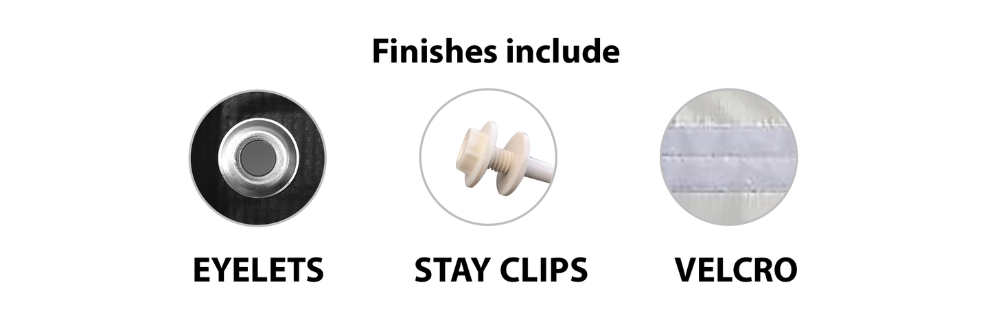 The Blank Multi-Signs include eyelets, stay clips and velcro for interchange signage.