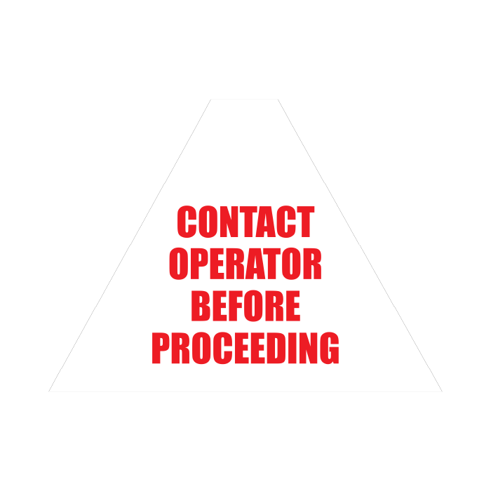 Tri Stand Markers Roll-Up Sign System – Contact Operator Before Proceeding – Three-Sided Reflective Safety Sign for Roadwork, Mining & Underground Applications