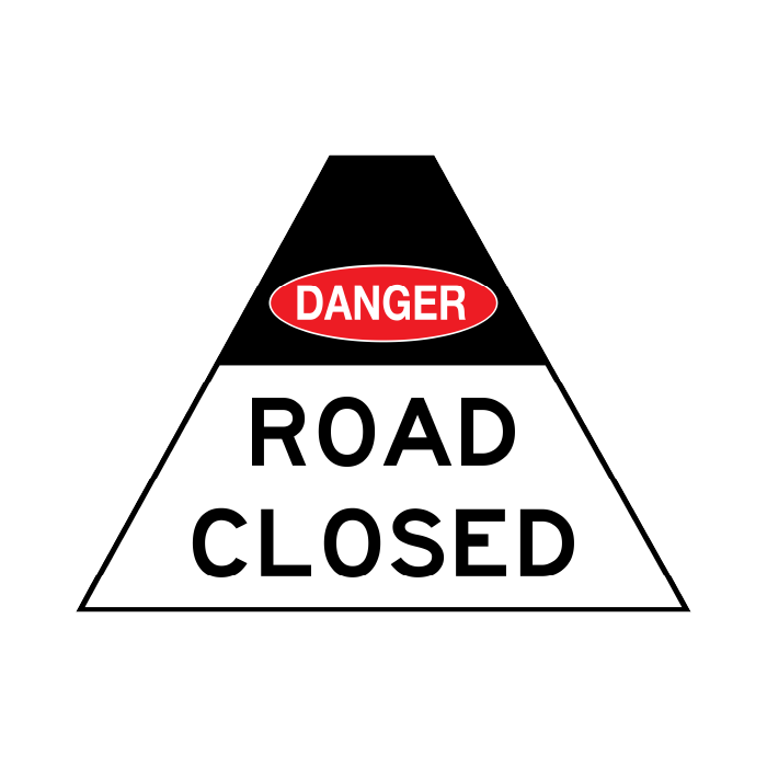 Tri Stand Markers Roll-Up Sign System – Danger Road Closed – Three-Sided Reflective Safety Sign for Roadwork, Mining & Underground Applications