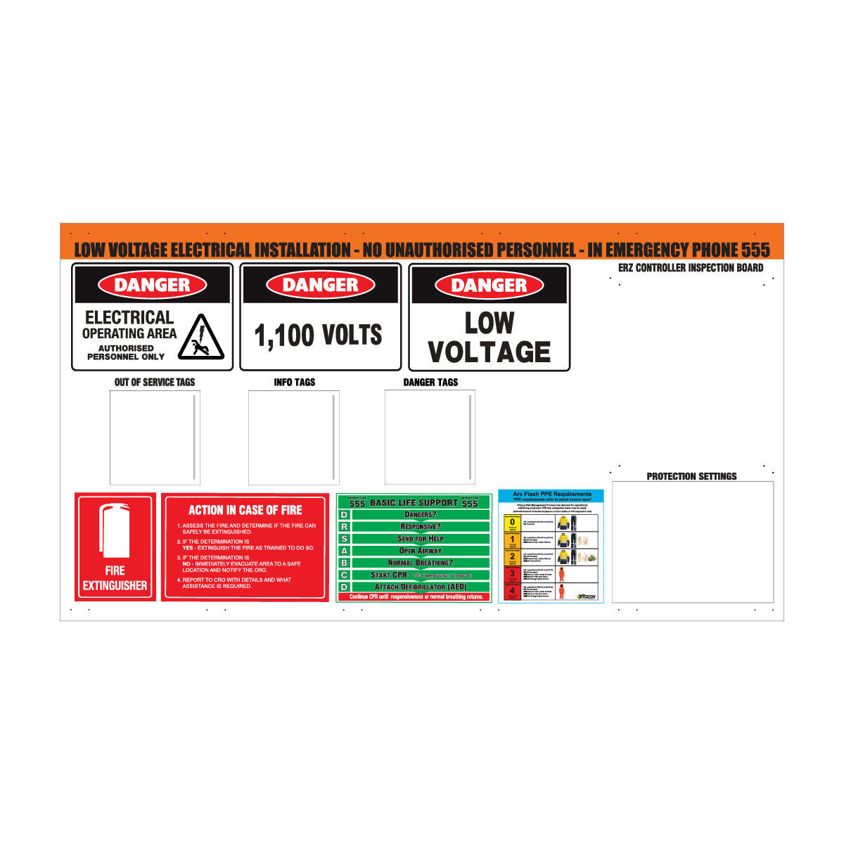 1,100 Volt Electrical ERZ Controller Board / Underground Mining Electrical Safety Control Banner 2000mm x 1100mm