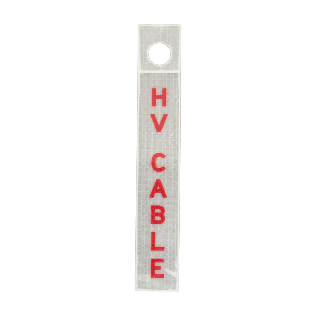 HV Cable – Printed Reflective Dropper Pipeline Marker / Ceiling Suspended Safety Tag - 50mm x 300mm