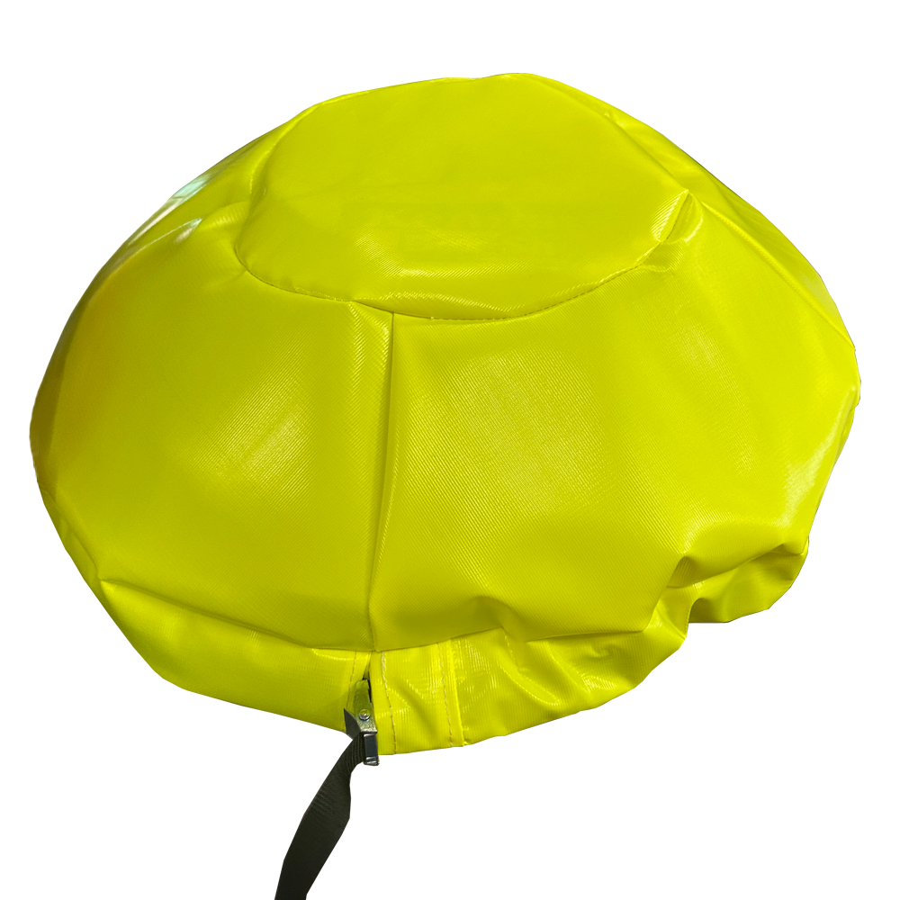 Yellow helicopter exhaust cover for aircraft ground protection