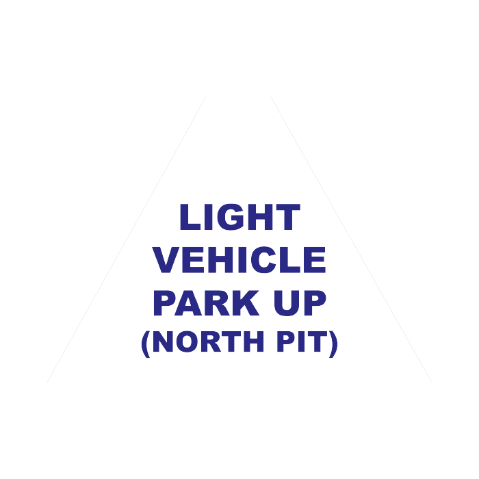 Tri Stand Markers Roll-Up Sign System – Light Vehicle Park Up (North Pit) – Three-Sided Reflective Safety Sign for Roadwork, Mining & Underground Applications