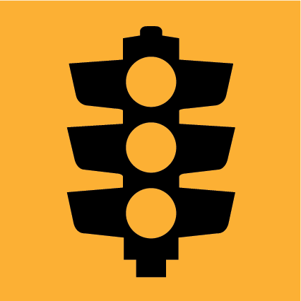 Traffic Lights MMS-ADV-48 warning sign, 600×600 mm traffic yellow CL400 reflective panel for WA multi-message system, alerts drivers to signalised intersections