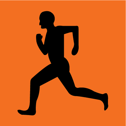 Runner MMS-EVE-7 warning sign, 600×600 mm fluoro orange CL400 reflective panel for WA multi-message system, alerts motorists to runners on or near the road during events