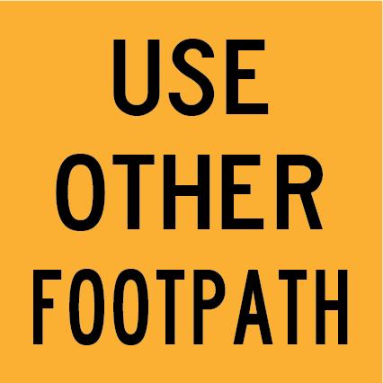 Use Other Footpath MMS-PED-6 sign, 600×600 mm traffic yellow CL400 reflective panel for WA multi-message system, directs pedestrians to alternate walkways