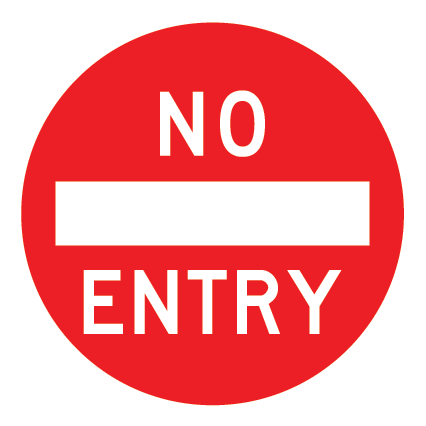 No Entry MMS-REG-3 regulatory sign, 600×600 mm white CL400 reflective panel for WA multi-message system, prohibits vehicles from entering restricted roads, junctions, or access points
