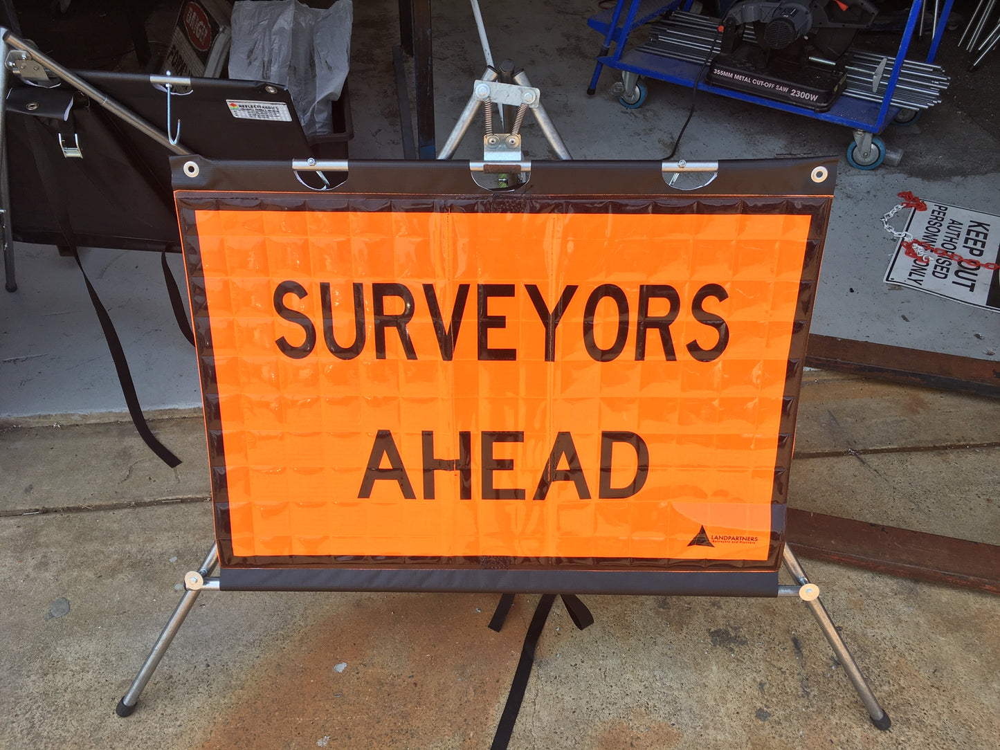 Multi Fit Roll Up Sign Surveyors Ahead TC1312 T2-Q06