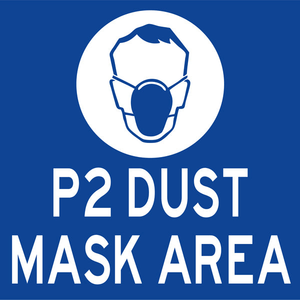 Reflective Mining Location Safety Signs – P2 Dust Mask Area – 300 x 300 mm