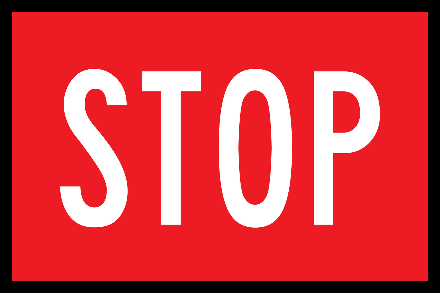 Red 'STOP' sign with white letters