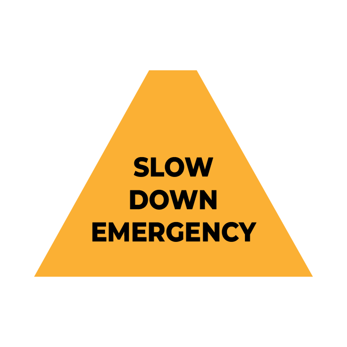 Tri Stand Markers Roll-Up Sign System – Slow Down Emergency – Three-Sided Reflective Safety Sign for Roadwork, Mining & Underground Applications