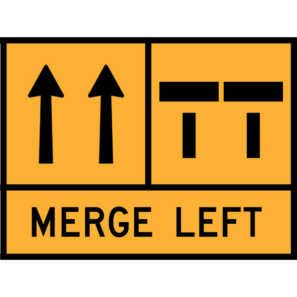 TC 1359-3, TC 1359-6 AND TC 1844-1 Two Lanes Open – Two Lanes End – Merge Left Multi Message – 1200x900mm – Roll-Up Traffic Control Sign