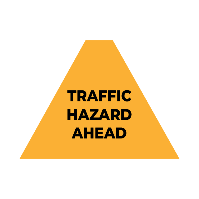 Tri Stand Markers Roll-Up Sign System – Traffic Hazard Ahead – Three-Sided Reflective Safety Sign for Roadwork, Mining & Underground Applications