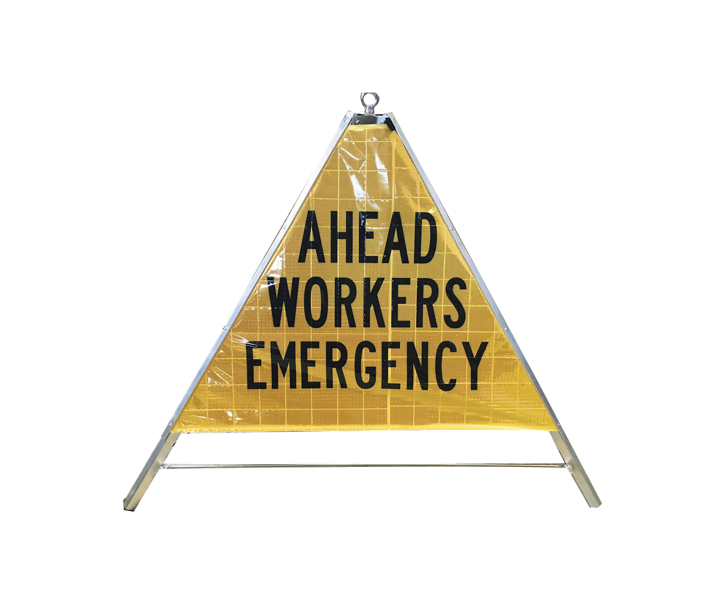 Tri Stand Markers Roll-Up Sign — reflective three-sided roll-up sign with customisable messages and sandbag anchoring