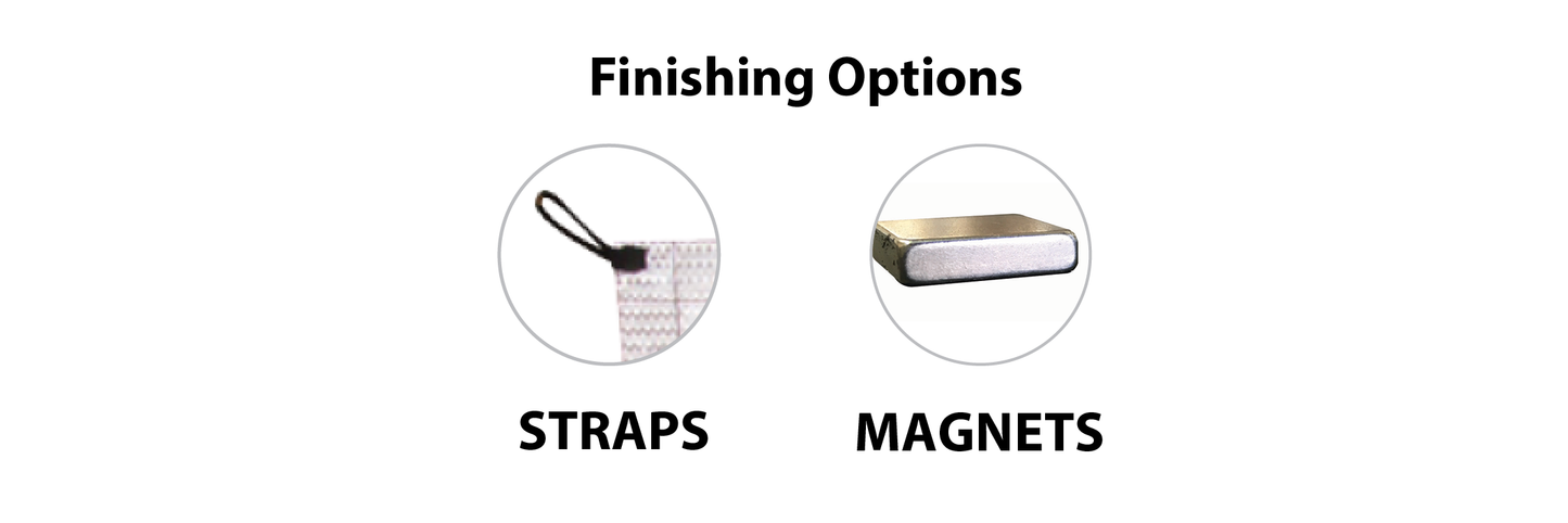 Vehicle Roll Up Sign finishing options the bunny straps and magnets for portability and variety in mounting options.