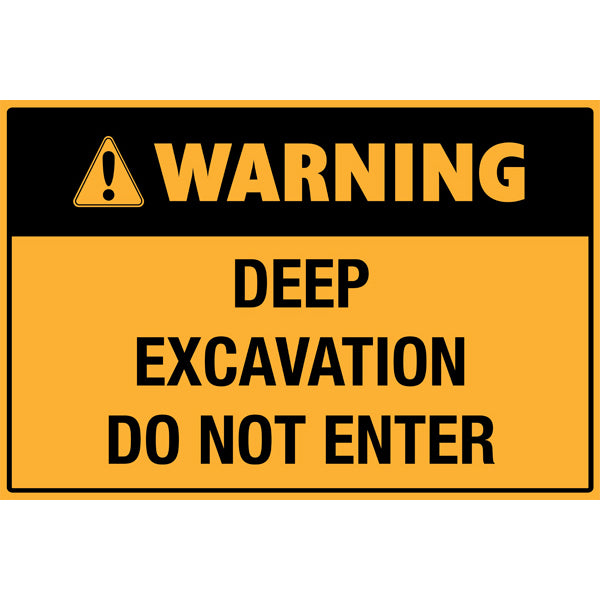 Reflective Roll Up Warning & Caution Safety Signs – Warning Deep Excavation Do Not Enter – | Workplace Hazard & Industrial Safety Signs
