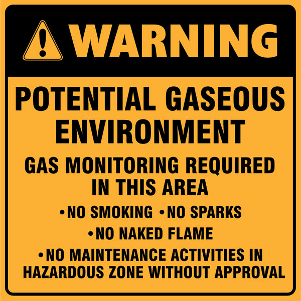 Reflective Roll Up Warning & Caution Safety Signs – Warning Potential Gaseous Environment – | Workplace Hazard & Industrial Safety Signs