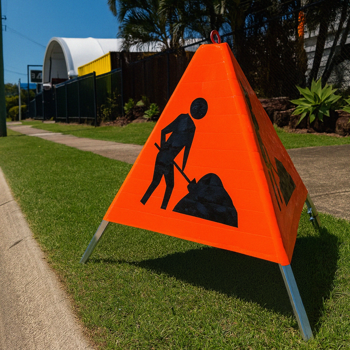 Tri Stand Markers Roll-Up Sign System – Three-Sided Reflective Safety Sign for Roadwork, Mining & Underground Applications