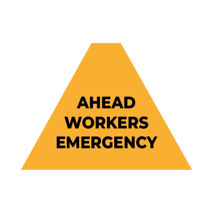 Tri Stand Markers Roll-Up Sign System – Ahead Workers Emergency – Three-Sided Reflective Safety Sign for Roadwork, Mining & Underground Applications