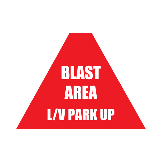 Tri Stand Markers Roll-Up Sign System – Blast Area L/V Park Up – Three-Sided Reflective Safety Sign for Roadwork, Mining & Underground Applications