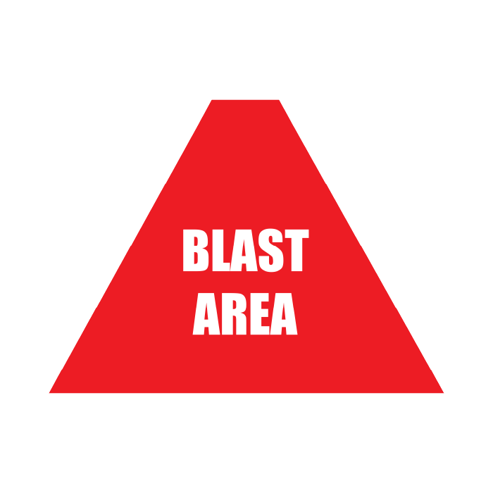 Tri Stand Markers Roll-Up Sign System – Blast Area – Three-Sided Reflective Safety Sign for Roadwork, Mining & Underground Applications