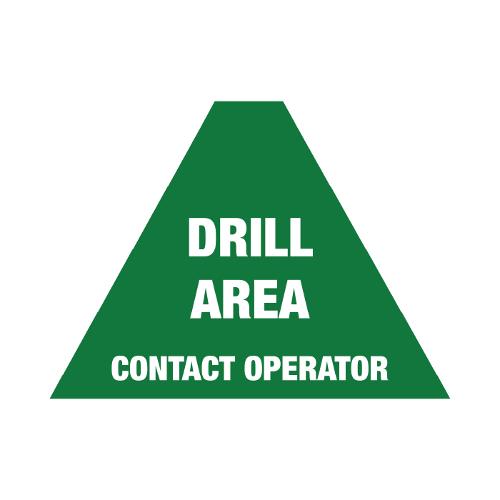 Tri Stand Markers Roll-Up Sign System – Drill Area Contact Operator – Three-Sided Reflective Safety Sign for Roadwork, Mining & Underground Applications
