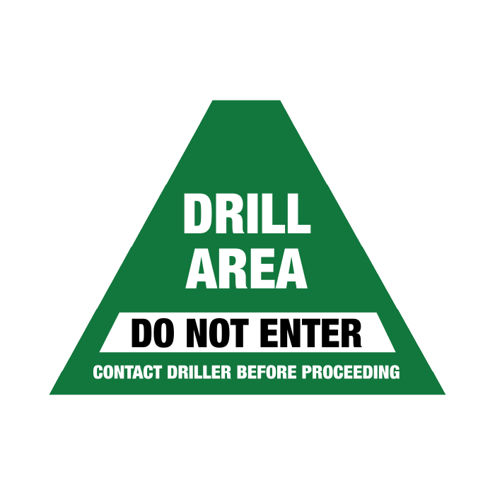 Tri Stand Markers Roll-Up Sign System – Drill Area Do Not Enter Contact Driller Before Proceeding – Three-Sided Reflective Safety Sign for Roadwork, Mining & Underground Applications