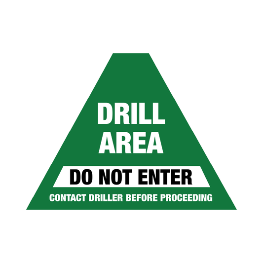 Tri Stand Markers Roll-Up Sign System – Drill Area Do Not Enter Contact Driller Before Proceeding – Three-Sided Reflective Safety Sign for Roadwork, Mining & Underground Applications