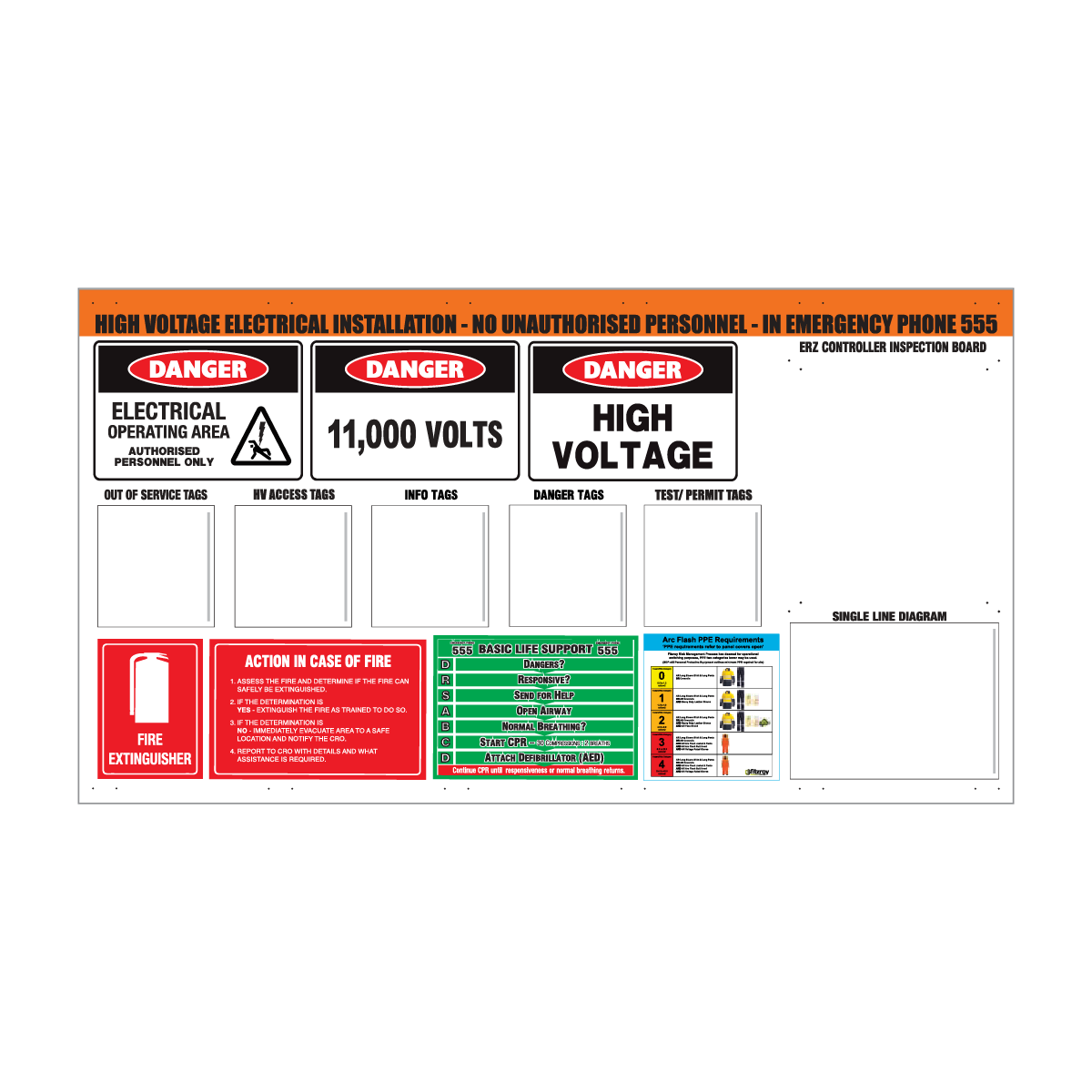 11,000 Volt Electrical ERZ Controller Board / High Voltage Underground Mining Electrical Safety Control Banner 2000mm x 1100mm