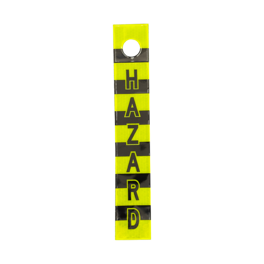 Hazard – Printed Fluoro Reflective Dropper Marker / Ceiling Suspended Safety Tag - 50mm x 500mm