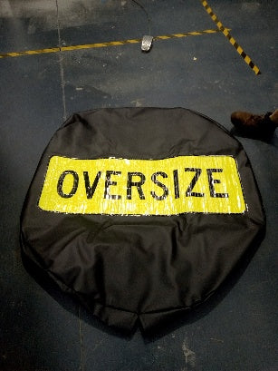 HVSOWC black heavy machinery wheelcover with reflective OVERSIZE panel