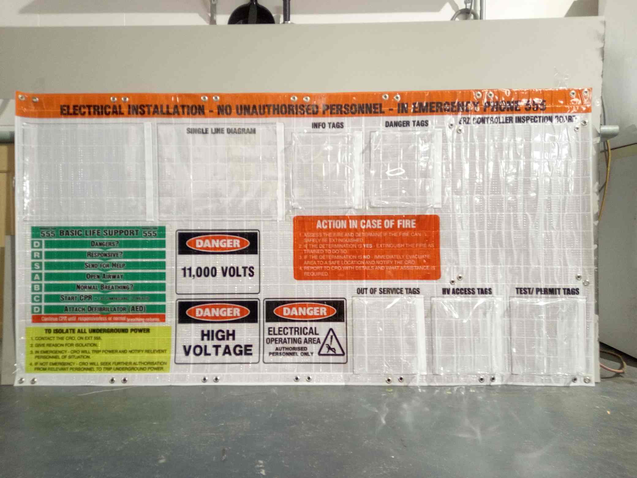 11,000 HIGH VOLTAGE ELECTRICAL Roll-Up DCB Banner with 3 Pockets (2385 x 1000mm)