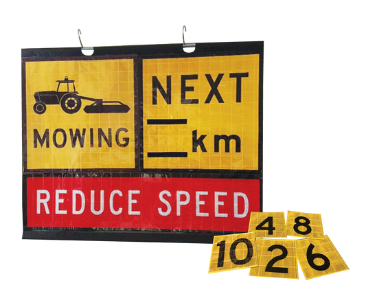 KM Numbers — reflective Velcro-backed numbers for KM Changing Roll-Up Sign