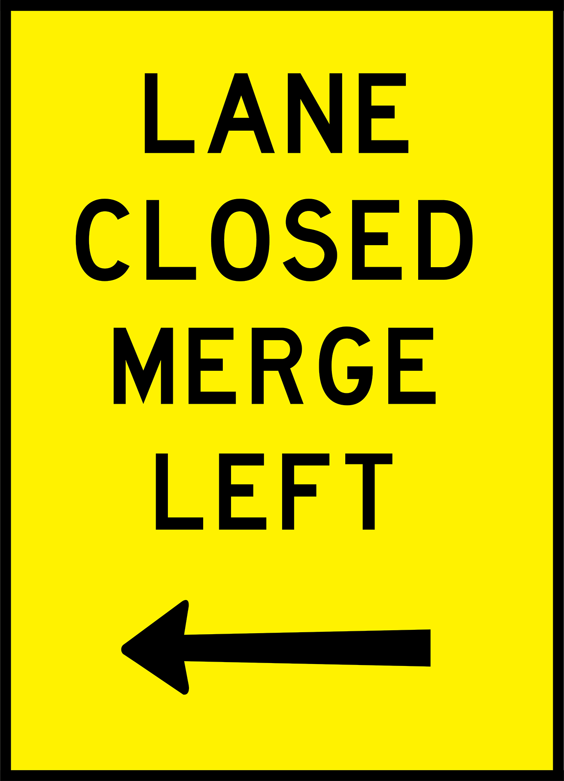 Lane Closed Merge Left Arrow (TC1469)
