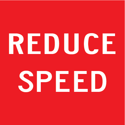 Reduce Speed MMS-ADV-29 warning sign, 600×600 mm traffic yellow CL400 reflective panel for WA multi-message system, instructs motorists to slow down in roadwork, maintenance, or temporary traffic management areas