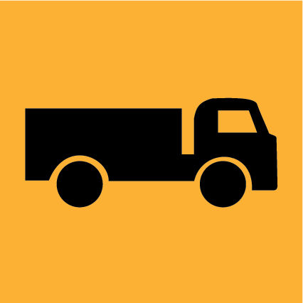 Trucks MMS-ADV-51 warning sign, 600×600 mm traffic yellow CL400 reflective panel for WA multi-message system, alerts motorists to truck activity in the area