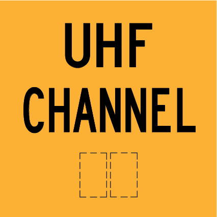 UHF Channel MMS-ADV-54 traffic sign, 600×600 mm traffic yellow CL400 reflective panel for WA multi-message system, advises road users of radio channel use