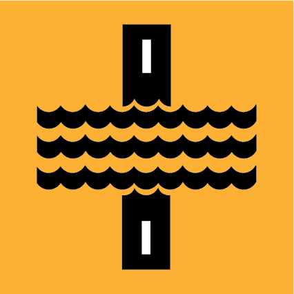 Water Over Road Symbolic MMS-ADV-62 warning sign, 600×600 mm traffic yellow CL400 reflective panel for WA multi-message system, alerts motorists to flooding hazards