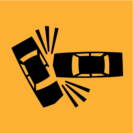 Crash Symbolic MMS-ADV-63 warning sign, 600×600 mm traffic yellow CL400 reflective panel for WA multi-message system, alerts motorists to crash or accident hazards ahead