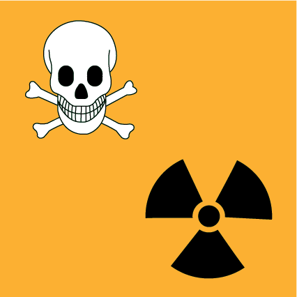 Hazardous Material Symbolic MMS-ADV-64 warning sign, 600×600 mm traffic yellow CL400 reflective panel for WA multi-message system, alerts motorists to hazardous material risks ahead