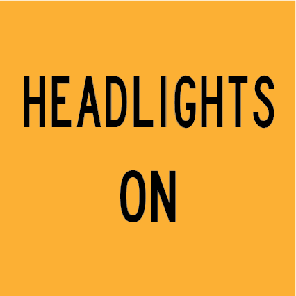 Headlights On MMS-ADV-75 traffic sign, 600×600 mm traffic yellow CL400 reflective panel for WA multi-message system, instructs motorists to turn on headlights in low-visibility conditions