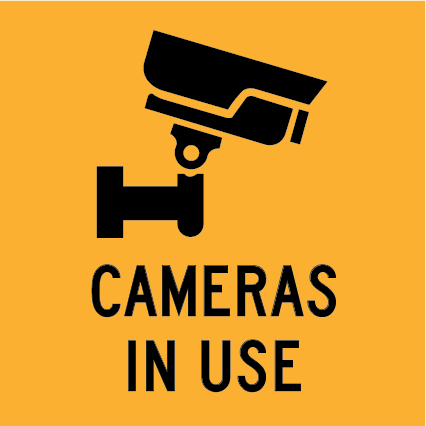 Monitoring Camera MMS-ADV-83 warning sign, 600×600 mm traffic yellow CL400 reflective panel for WA multi-message system, alerts motorists to surveillance or traffic monitoring cameras ahead