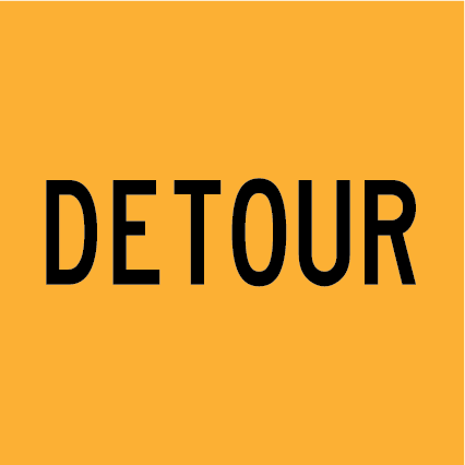 Detour MMS-DIV-1 road sign, 600×600 mm traffic yellow CL400 reflective panel for WA multi-message system, directs drivers to alternate traffic routes
