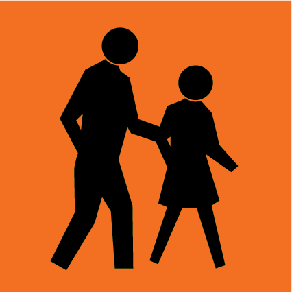 Pedestrians MMS-EVE-6 warning sign, 600×600 mm fluoro orange CL400 reflective panel for WA multi-message system, alerts motorists to pedestrian activity ahead during events or works