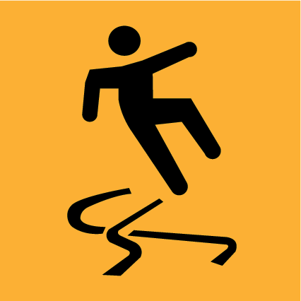 Slippery Footpath MMS-PED-5 warning sign, 600×600 mm traffic yellow CL400 reflective panel for WA multi-message system, alerts pedestrians to slippery or hazardous walking surfaces ahead