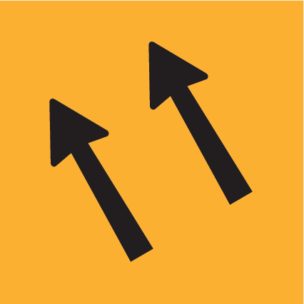 Lane Status MMS-POS-14L warning sign, 600×600 mm traffic yellow CL400 reflective panel for WA multi-message system, directs motorists to left lanes and provides lane-use information during roadworks or diversions